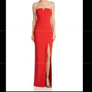 Strapless gown with slit & plunge